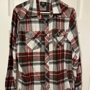 Lee Red and Black Casual Button Down Shirt | GUC | MED